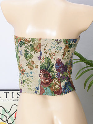 Flower Embroidery See-through Hollowed-out Rope Gathering And Cultivating Oneself Strapless Bra