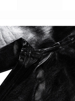 Dark Coating Glossy Slim Slimming Wide-leg Trumpet Mopping Pants