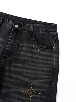 Cat Whiskers Hole Hot Stamping Beads Jeans