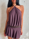Lace Patchwork Halter Neck And Backless Mini&Short Dresses