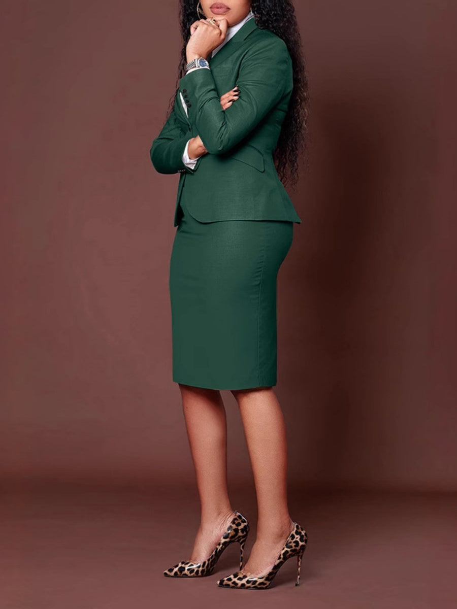 Profession Long-sleeved Suit Bodycon Dress Set 2-piece Sets