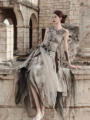 Cut And Spliced Pointed Tulle Skirt