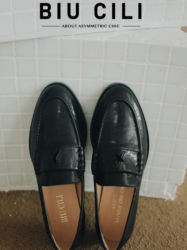 BIUCILI "Stars And Moon" Original Design Italian Classic Old Money Style Low-Heeled Suede Loafers
