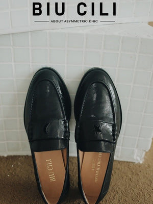 BIUCILI "Stars And Moon" Original Design Italian Classic Old Money Style Low-Heeled Suede Loafers
