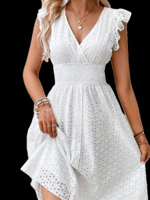 8 Colors Lace Flutter Sleeve Midi Dress