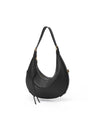 A Small, Sleek Hobo Bag In Vegetable-tanned Top-grain Cowhide, Perfect For Crossbody Or Commuting, Featuring A Summery Crescent Shape, Suitable For Women's Shoulder Or Underarm Wear.