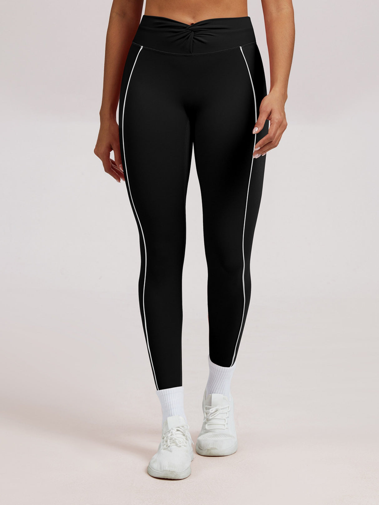 Color-blocked Twisted High-waisted Yoga Fitness Exercise Pants