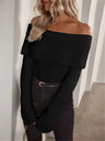 Off-the-shoulder Slim-fit Fashionable Sexy Knitted Long-sleeved Backless Sweater