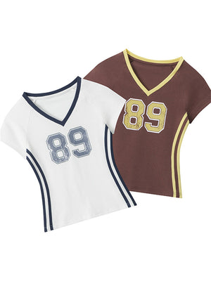 Liber Summer Women's Contrasting colors Letters/Numbers/Words T-shirts