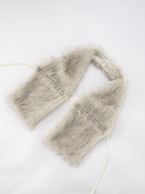 Furry Neckband V-neck Big Backless Sleeveless Rope Cropped Top Tank Tops&Camis