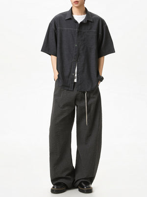 Color-blocked Faux Denim Shirts