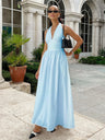 Halter V-neck Solid Color Maxi Dresses