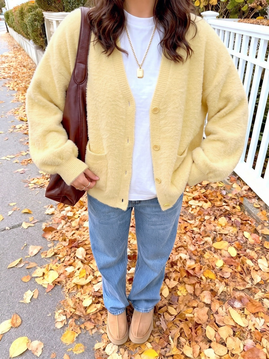 Pocket Solid Color Cardigans
