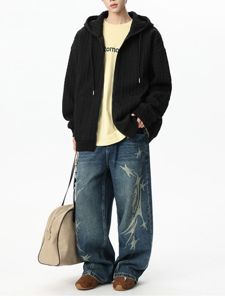 Liber Autumn Neutral wear Jacquard Solid Color Sweatshirts&Hoodies