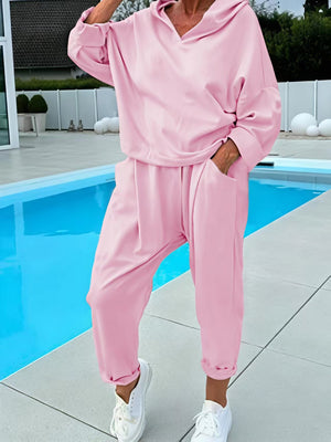 Ensembles 2 pièces comprenant un sweat à capuche et un pantalon de couleur unie