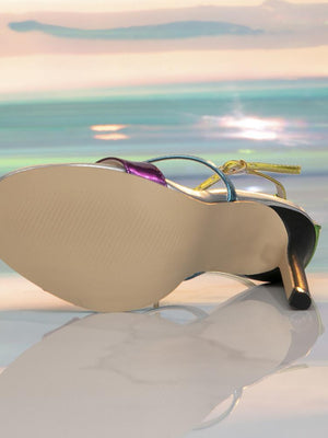 Multi-colored Metallic Strappy Stiletto Sandals