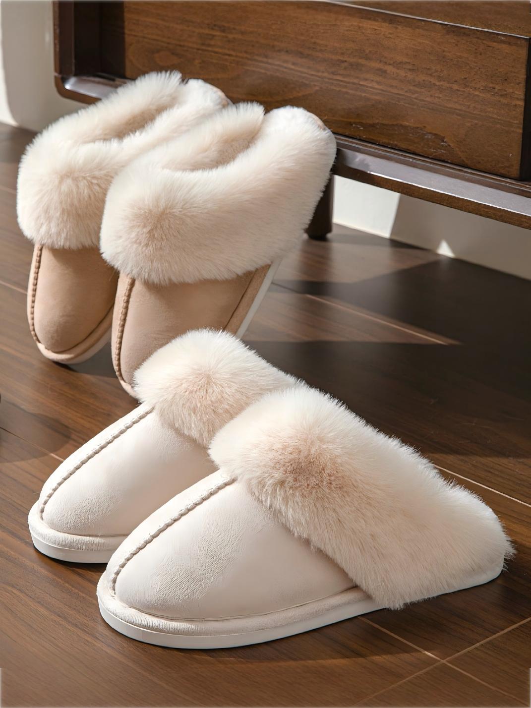 Solid Color Plush Slippers