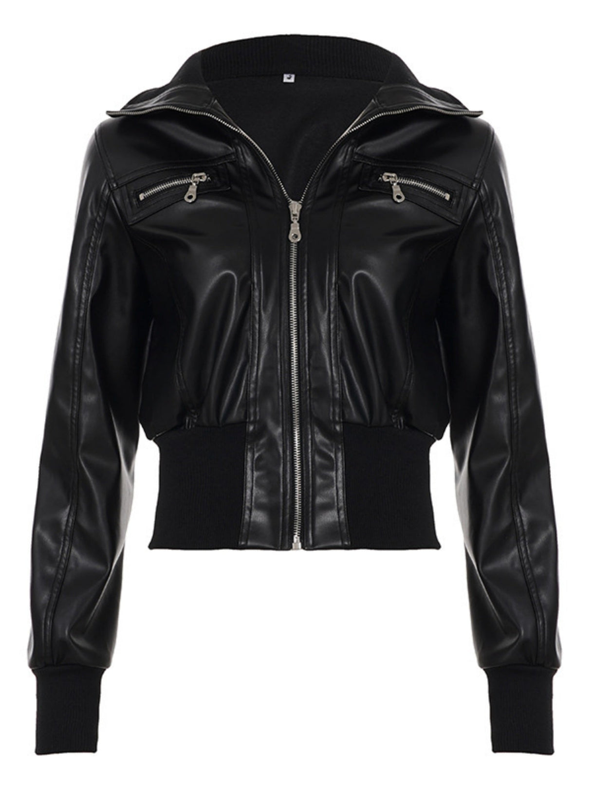 PU Leather Lapel Pocket Patchwork Slim Fit Jackets