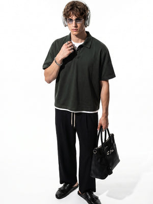 Layered-look Patchwork Business Polo Shirt