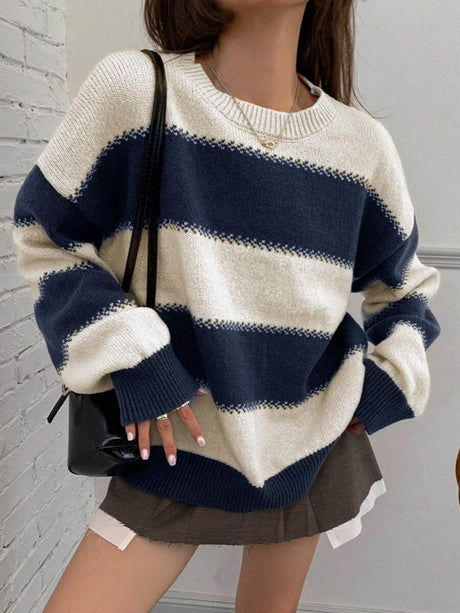 Stripes Color Matching Knitted Sweater