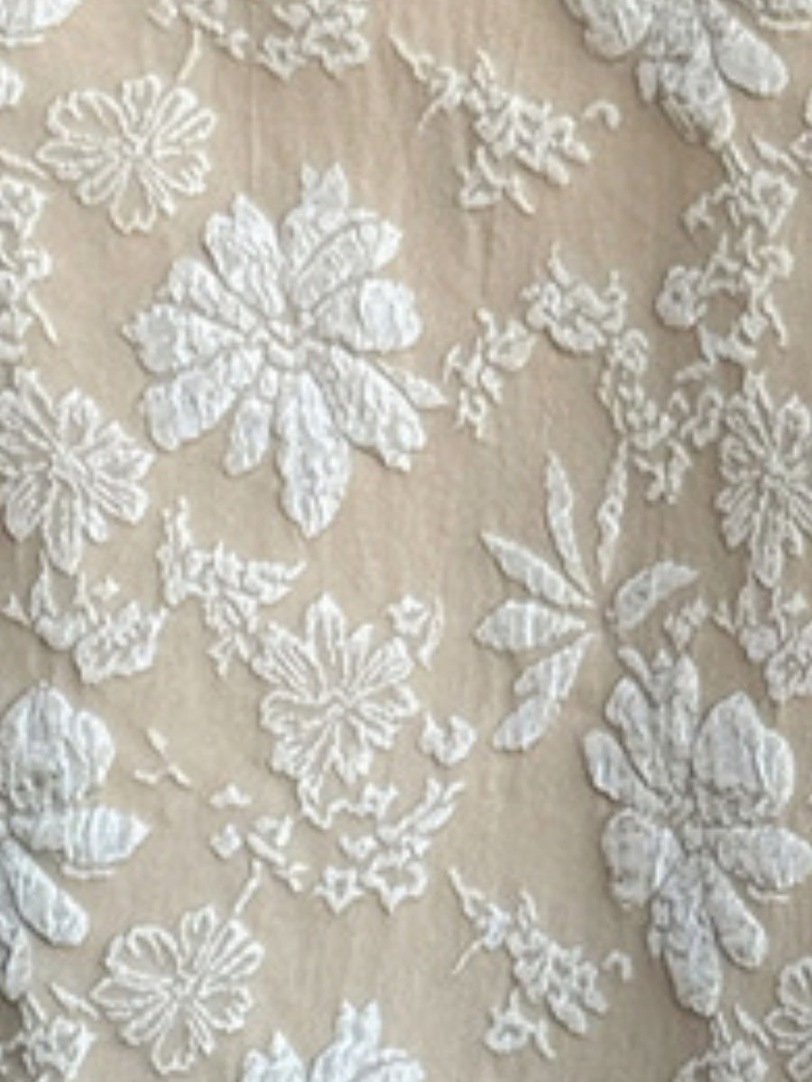 Open-front Floral Textured Fabric Daily Workplace Attire: Suit Jacket