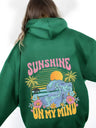 Dropped Shoulder Sleeves Fashion Sunlight Waves Printed Leisure Hoodies