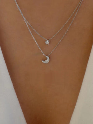 Star And Moon Pendant Multi-Layer Necklace