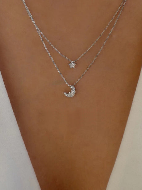 Star And Moon Pendant Multi-Layer Necklace
