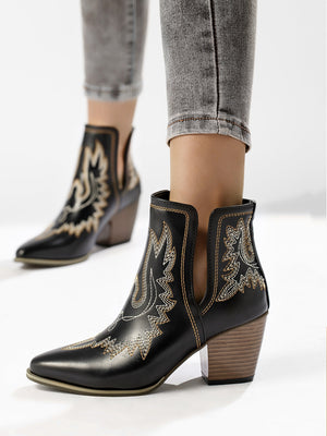 Embroidered Pointed-Toe Western Women's Boots