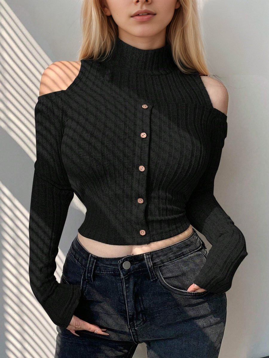 Liber Autumn Women's Off-shoulder Solid Color T-shirts