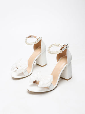 Beaded Bow High-heeled Sandals