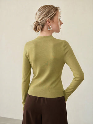 100% Merino Cotton & Wool Seamless Turtleneck Sweater
