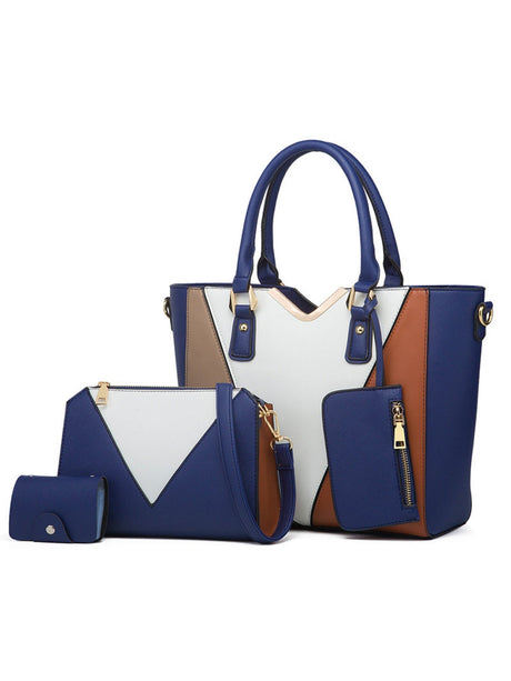 Geometric Patchwork Tote Bag 4-piece Set