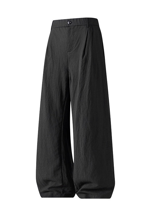 Army Green Flax Wide-leg Pants