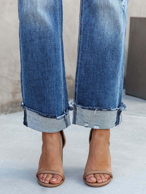 Straight-leg High-waisted Pocket Jeans