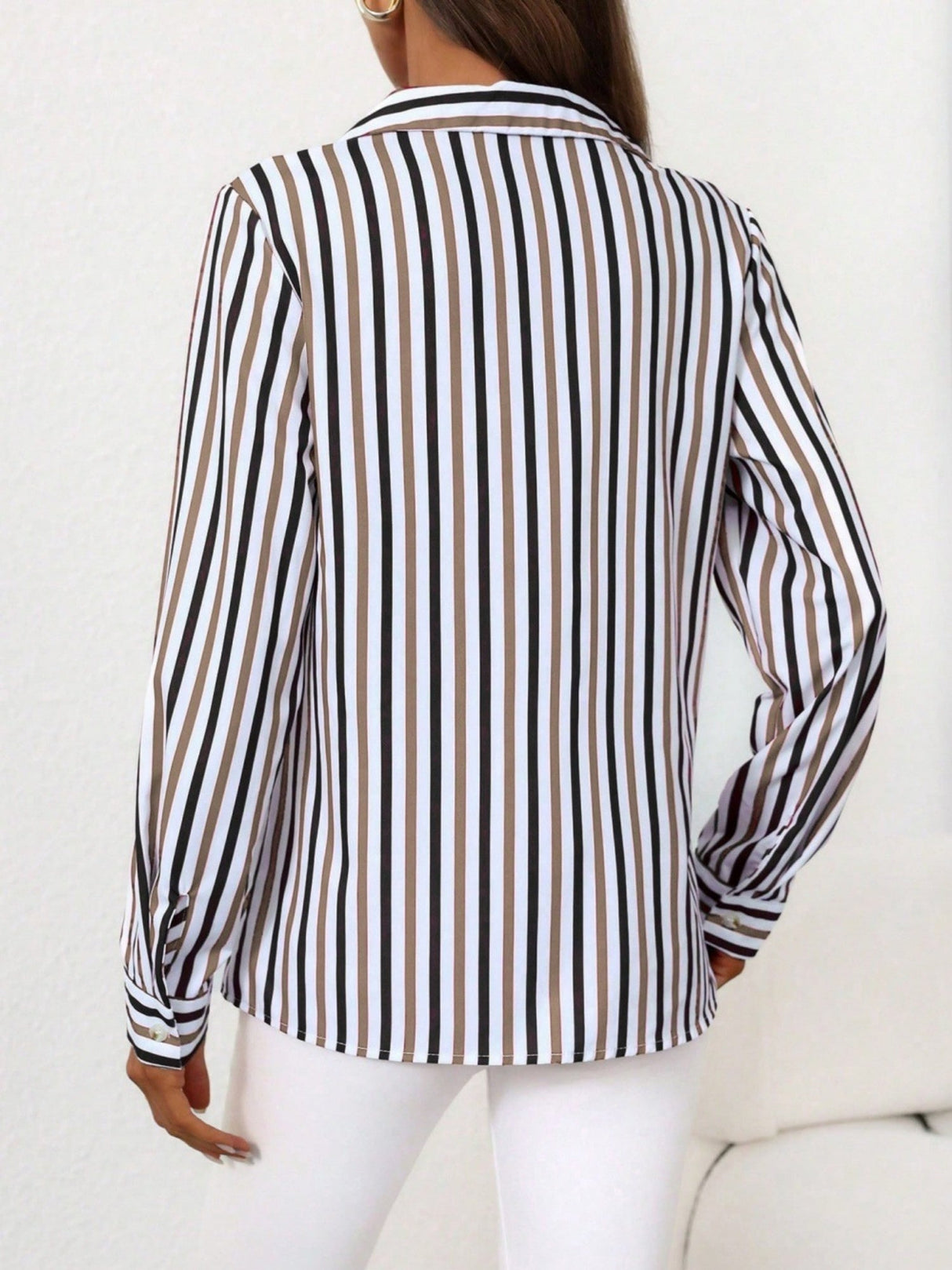 Two-tone Stripes Grace Long Sleeves Shirts