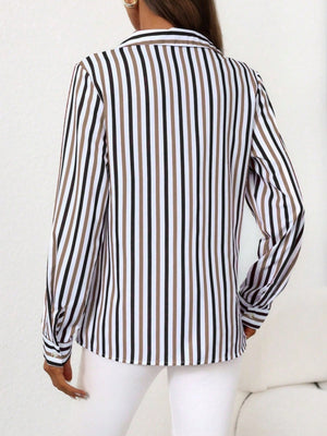 Two-tone Stripes Grace Long Sleeves Shirts