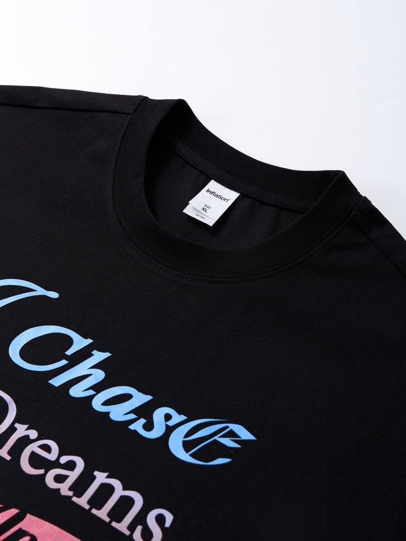 Gradient Letter Printed Oversize T-shirts
