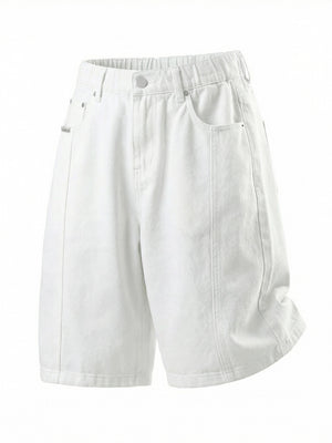 Washed Patchwork Five Points Denim Shorts