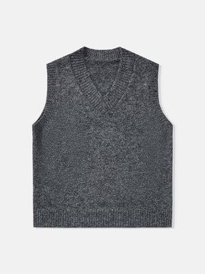 Gilet en maille ample à col en V en mélange de laine