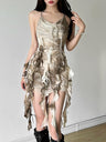 Tie-dye Irregular Ribbon Distressed Mini&Short Dresses