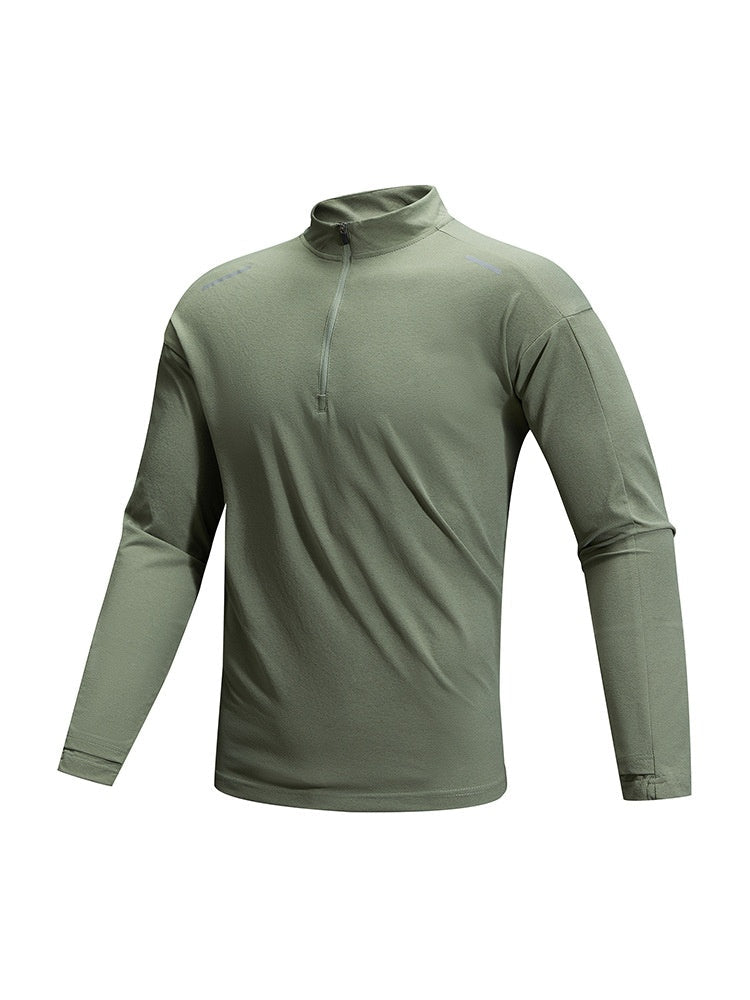 Outdoor Sunscreen Moisture Absorption Quick-drying Fitness Sports Antibacterial Mock Neck Long-sleeved T-shirt