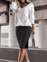 Loose-fit V-neck Sweatshirts&Hoodies Hip-hugging Slit Skirt Set 2-piece Sets