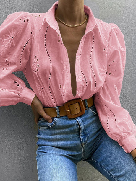 Openwork Flowers Long Sleeves Cardigan Shirts