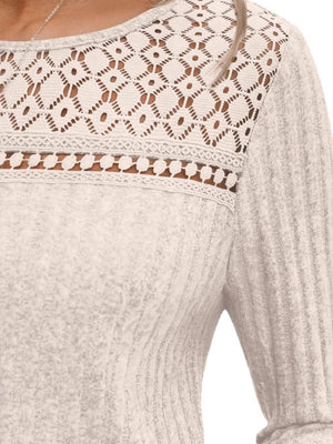 T-shirts à coutures en dentelle creuse et ajourée avec bande sous les bras