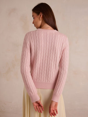 Wool Cable Knit V Fake Two-piece Pullover Sweater