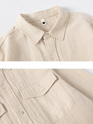 Flax Color-blocked Pattern Shirts