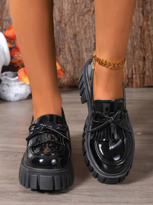 Bow-tie Platform Slip-on Loafers