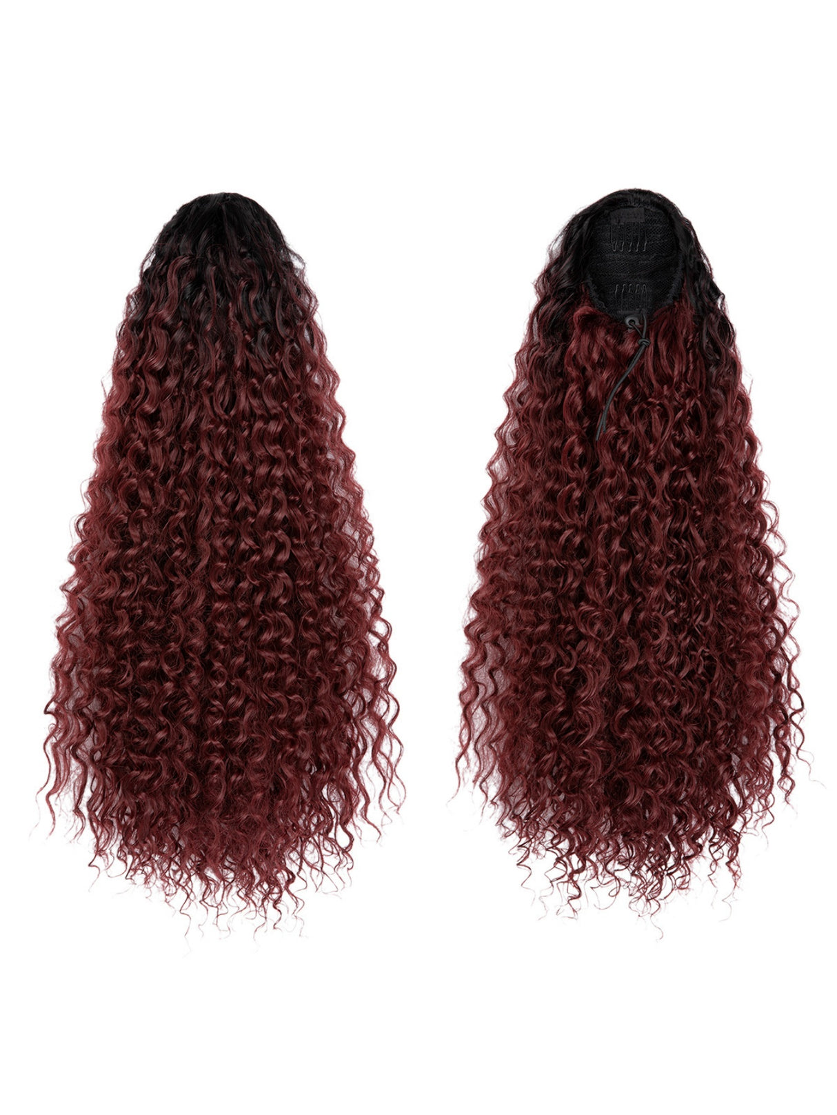 Drawstring Adjustable Synthetic Fiber Ponytail Wavy Curl Wig