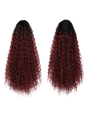 Drawstring Adjustable Synthetic Fiber Ponytail Wavy Curl Wig